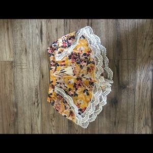 Floral and lace shorts